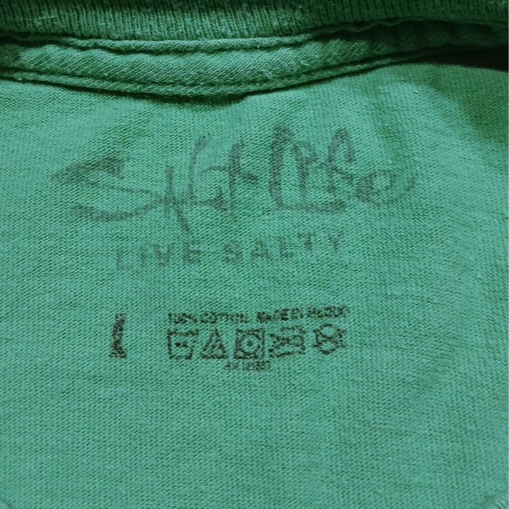Salt Life Live Salty Tee Mens L Green Pocket Double Sided - Picture 5 of 5